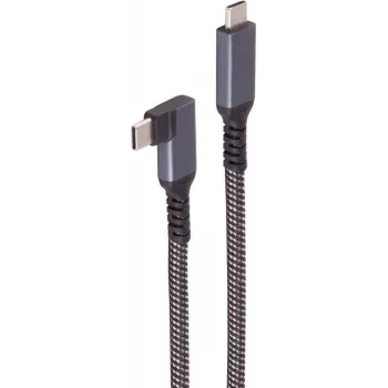 ShiverPeaks BASIC-S Cabo de carregamento USB-C, 3.2, 90°, 100W PD, têxtil, 1m (BS14-75014)