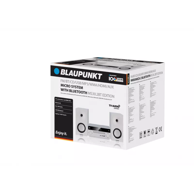 Blaupunkt MS30.2BT Edition microssistema com Bluetooth, CD, USB, HDMI ARC, rádio FM, 2x25W RMS, preto