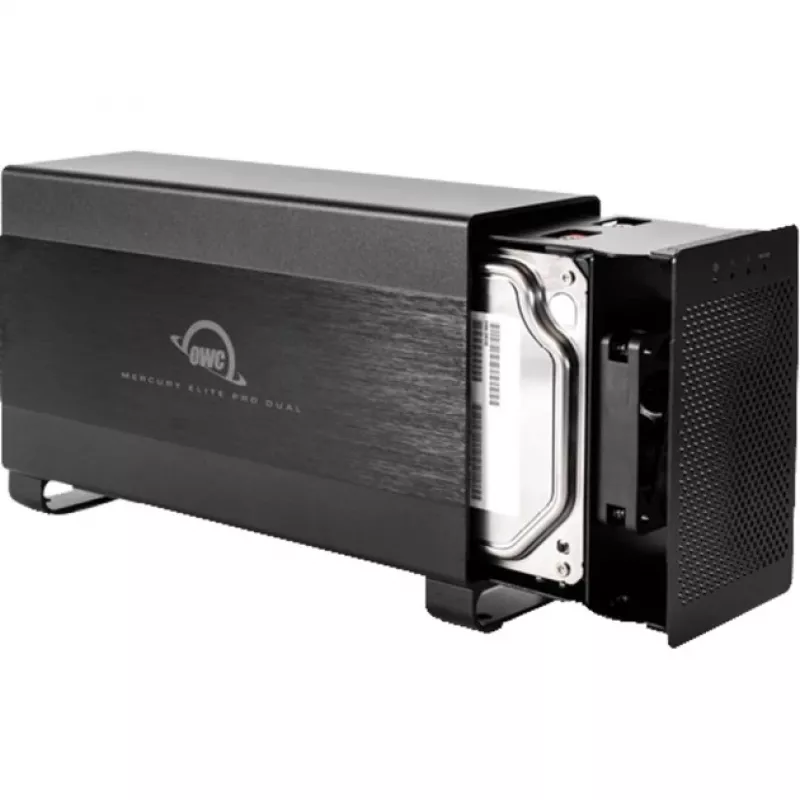 OWC Mercury Elite Pro Dual - Caixa RAID externa - 2 baías - 2,5/3,5 inch - SATA I/II/III - USB 3.1 Gen 1 e eSATA - Alumínio - Preta