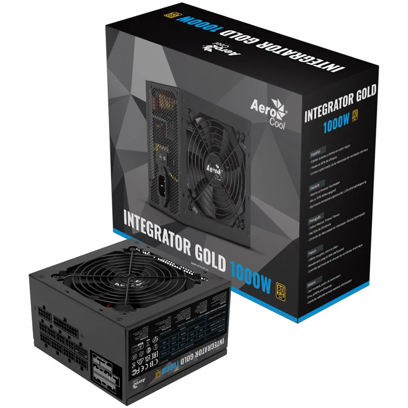 Fonte de Alimentação Aerocool Integrator Gold 1000W ATX Preto