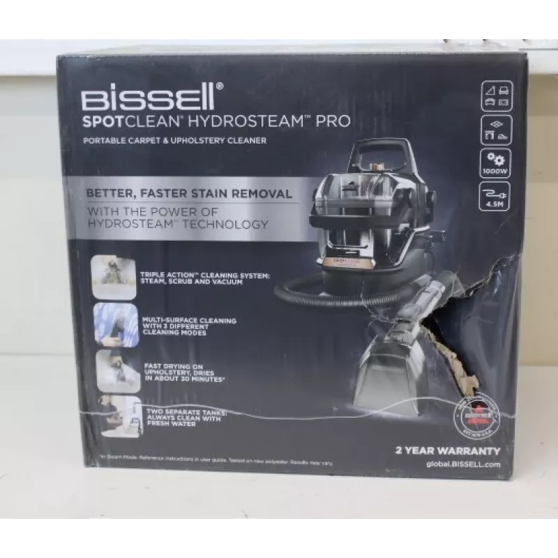 Limpador Portátil de Tapetes e Estofos BISSELL SpotClean HydroSteam Pro, com fio, 1000 W, Preto