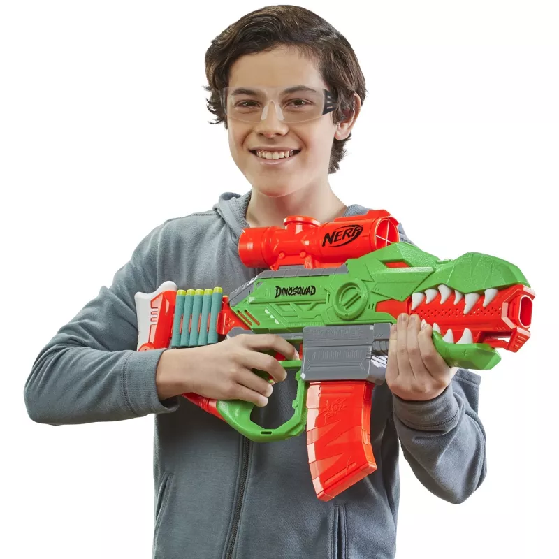 Blaster de Dardos Motorizado HASBRO Nerf DinoSquad Rex-Rampage - Verde/Laranja