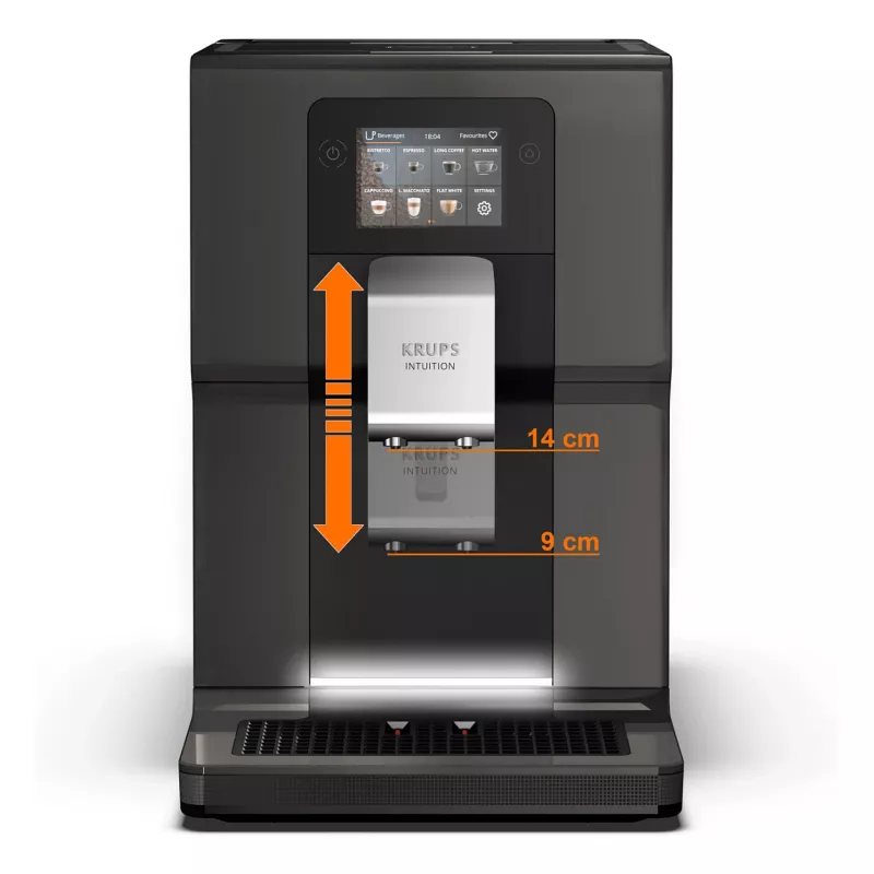 Máquina de Café Automática KRUPS Intuition Preference EA872B10 com Preparador de Cappuccino, 15 bar, Preto