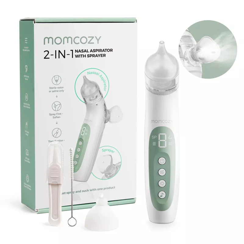 Momcozy BN007 BreezyClear Aspirador nasal elétrico 2 em 1 com spray salino e sucção