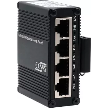 EXSYS EX-62021PoE-P switch micro industrial Gigabit de 5 portas com PoE-Pass-Through, não gerido