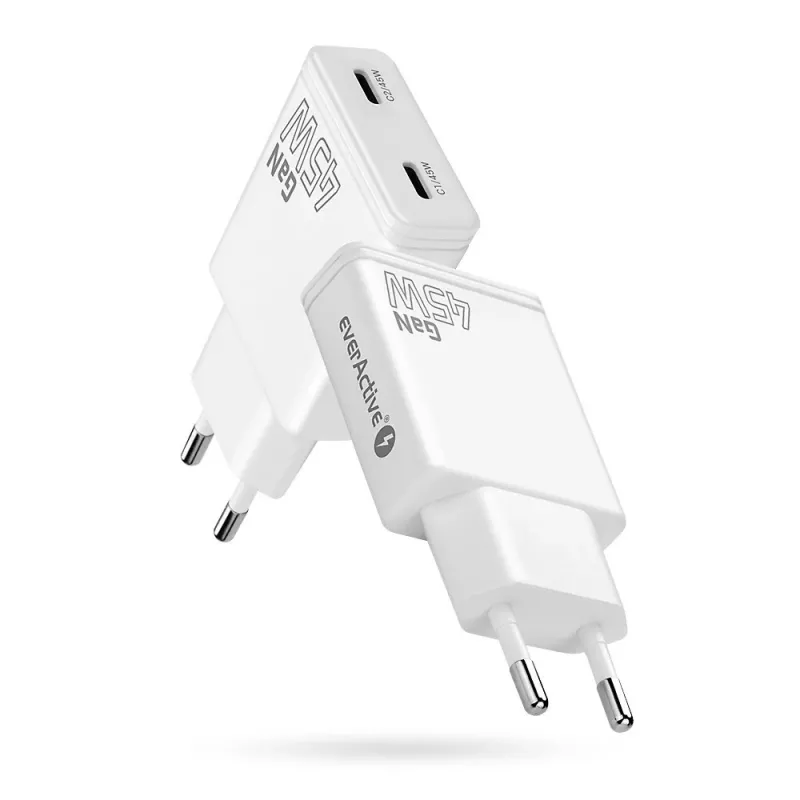 EVERACTIVE carregador GaN 45W USB-C QC3.0 SC-465Q branco