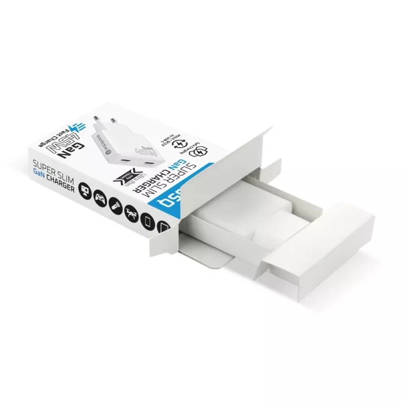EVERACTIVE carregador GaN 45W USB-C QC3.0 SC-465Q branco