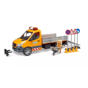 BRUDER MB Sprinter Municipal com Módulo de Luz e Som, Laranja, Escala 1:16