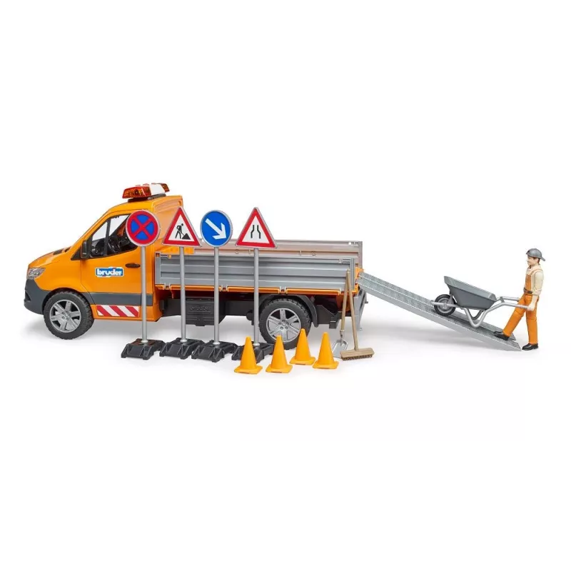 BRUDER MB Sprinter Municipal com Módulo de Luz e Som, Laranja, Escala 1:16