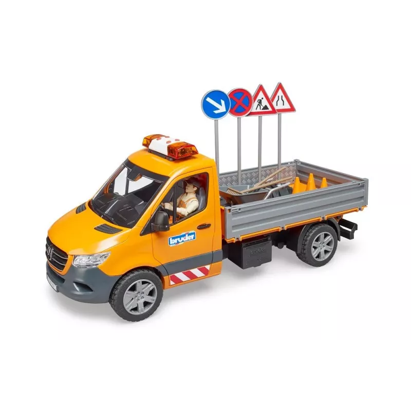 BRUDER MB Sprinter Municipal com Módulo de Luz e Som, Laranja, Escala 1:16