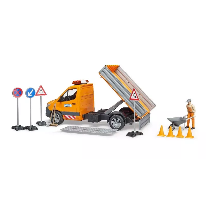 BRUDER MB Sprinter Municipal com Módulo de Luz e Som, Laranja, Escala 1:16