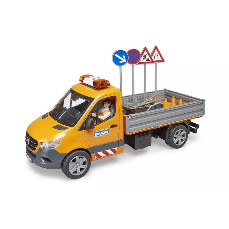 BRUDER MB Sprinter Municipal com Módulo de Luz e Som, Laranja, Escala 1:16
