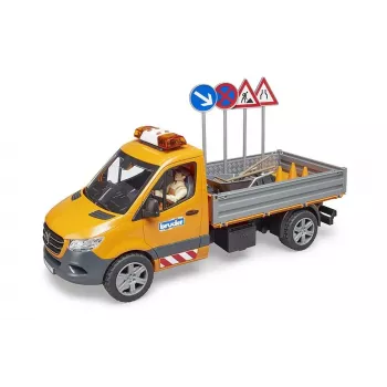BRUDER MB Sprinter Municipal com Módulo de Luz e Som, Laranja, Escala 1:16