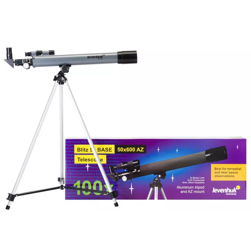 Levenhuk Blitz 50 Base Telescópio Refrator 100x Cinzento
