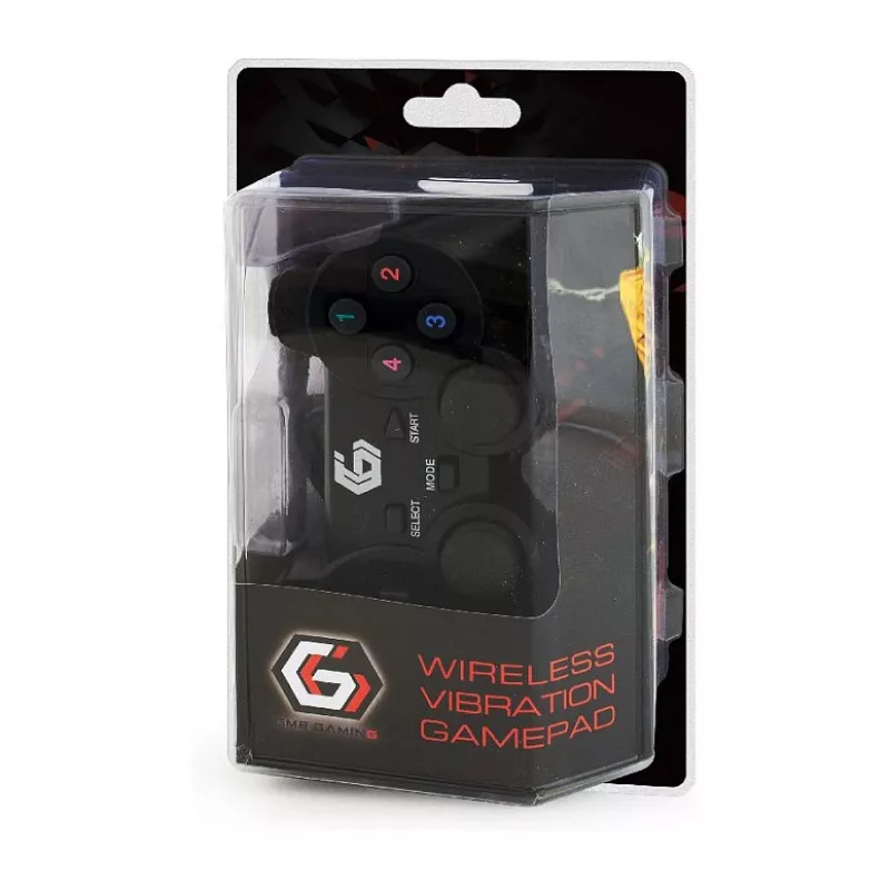 GEMBIRD JPD-WDV-01 Gamepad sem fios para PS2/PS3/PC - 12 botões - 2,4 GHz - Preto