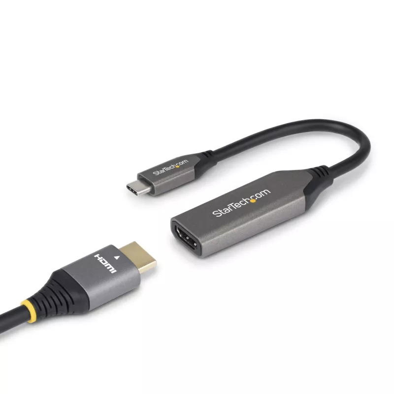 StarTech.com 112B-USBC-HDMI21 adaptador de USB-C para HDMI 2.1, 8K 60Hz / 4K 120Hz, HDR10+, compatível com Thunderbolt / USB4, cabo de 20 cm