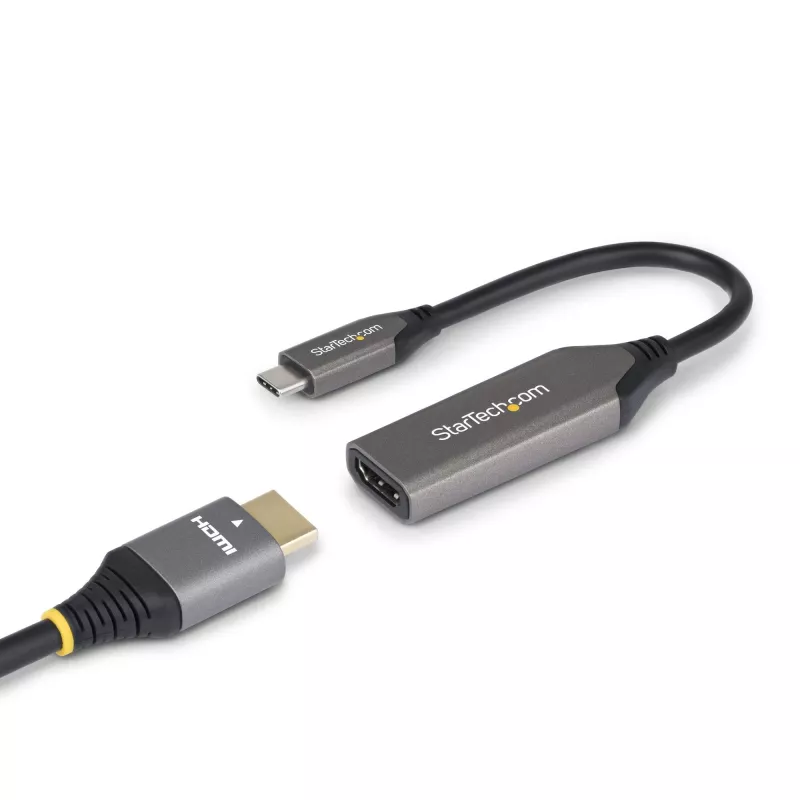StarTech.com 112B-USBC-HDMI21 adaptador de USB-C para HDMI 2.1, 8K 60Hz / 4K 120Hz, HDR10+, compatível com Thunderbolt / USB4, cabo de 20 cm