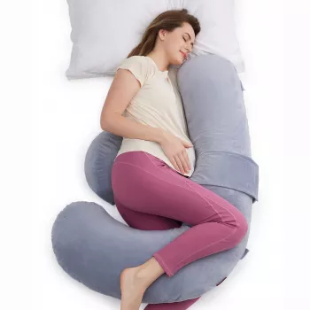 Almofada de gravidez em forma de F MOMCOZY PP006 Air Layer cinzento
