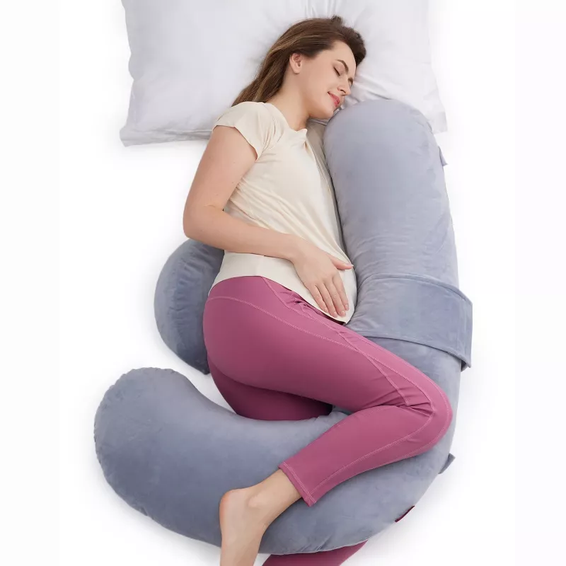 Almofada de gravidez em forma de F MOMCOZY PP006 Air Layer cinzento
