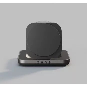 Carregador de mesa ZENS Nightstand Charger Pro 2 2-em-1 com carregamento sem fios magnético Qi2 15W USB-C para iPhone e Apple Watch