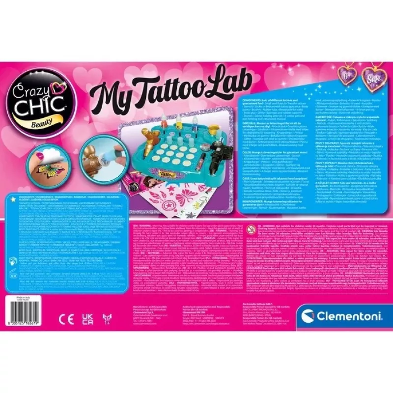 Conjunto de jogo criativo Clementoni Crazy Chic Tattoo Studio