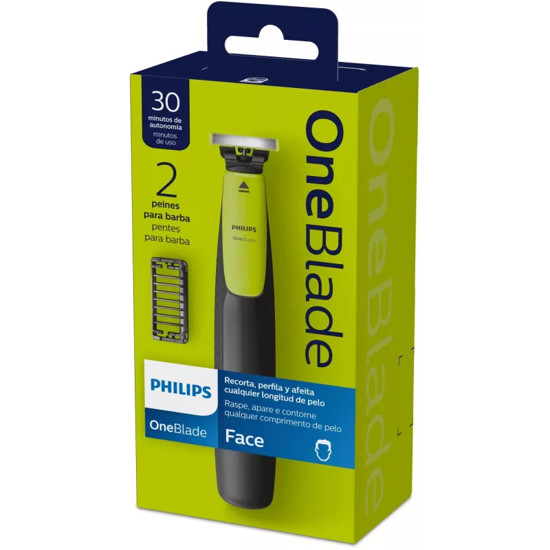 Máquina de barbear e aparar Philips OneBlade QP2510/15 - preto/lima, a pilhas, 30 minutos de autonomia