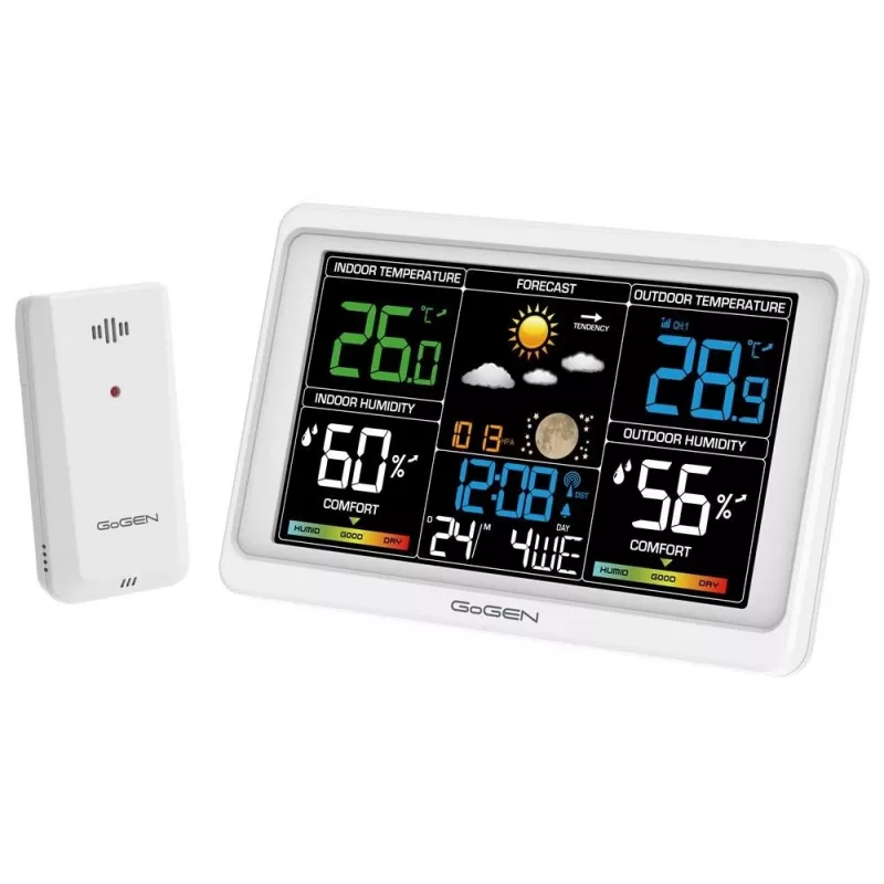 Estação meteorológica GoGEN GOG-ME3350W com ecrã LCD a cores e sensor exterior