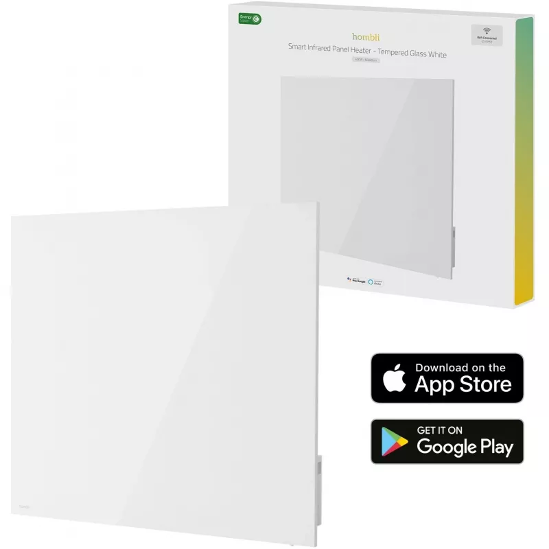 Hombli painel de aquecimento inteligente de vidro infravermelho 400W branco