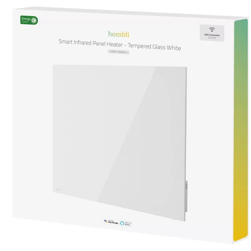 Hombli painel de aquecimento inteligente de vidro infravermelho 400W branco