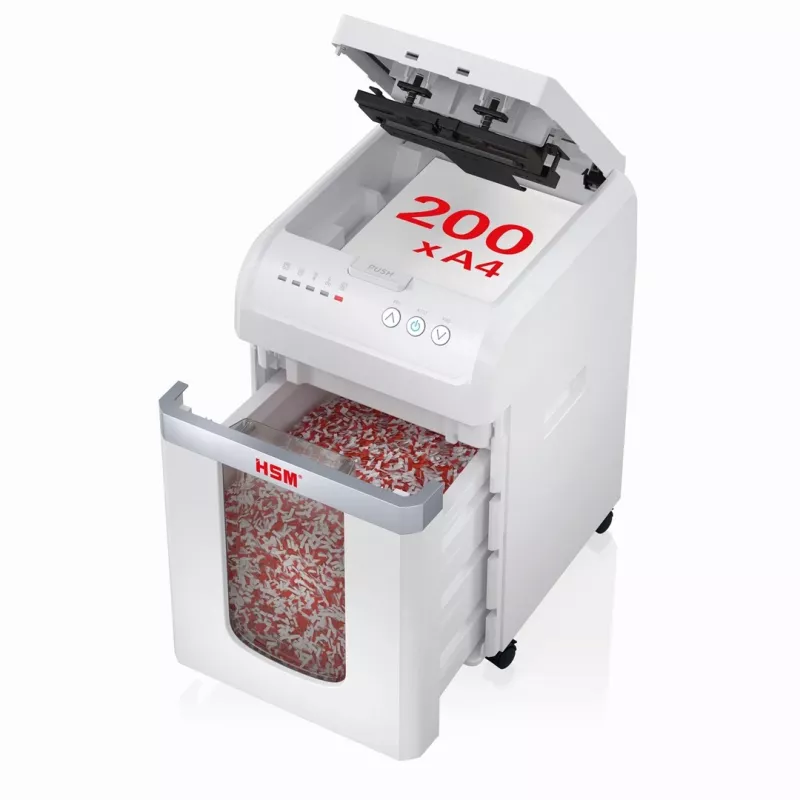 HSM Autofeed X200 destruidora de papel com alimentação automática, 30 L, P-4, 4 x 12 mm
