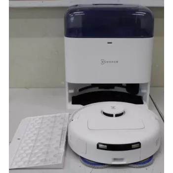 ECOVACS DEEBOT mini BLUESO robô aspirador com estação de esvaziamento, 8000 Pa de potência de aspiração, limpeza a húmido e a seco, tecnologia ZeroTangle, Agile Navigation, branco/azul