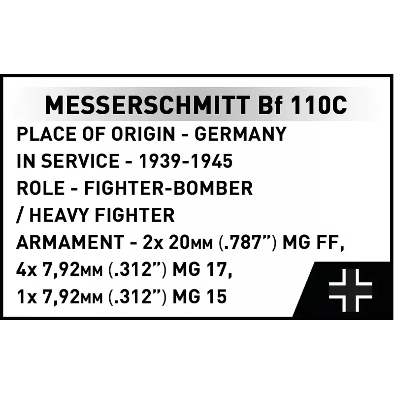 COBI KLOCKI Blocos Messerschmitt BF 110C 578 Peças