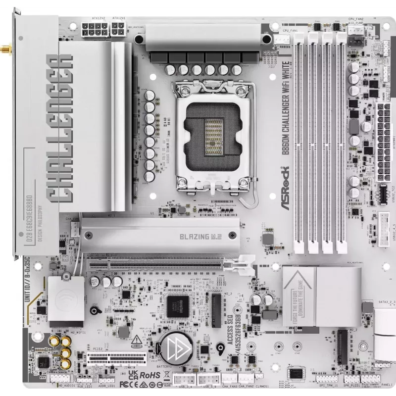 Placa-mãe ASRock B860M Challenger WiFi White LGA1851 Micro-ATX DDR5