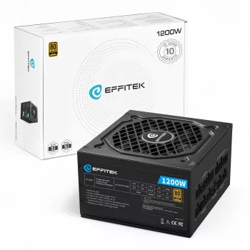 EFFITEK fonte de alimentação 1200W Gold ATX 3.1 PCIe 5.1 totalmente modular