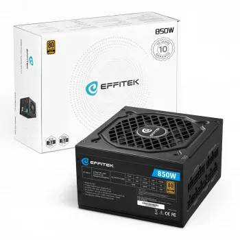 EFFITEK fonte de alimentação 850W Gold ATX 3.1 PCIe 5.1 totalmente modular