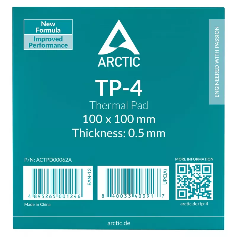 ARCTIC Pad térmico 4 (ATP-4) 100x100mm 0,5mm cinzento