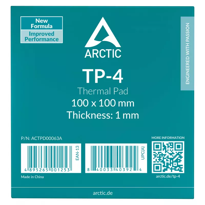 ARCTIC Pad térmico TP-4 100x100mm 1mm Cinzento