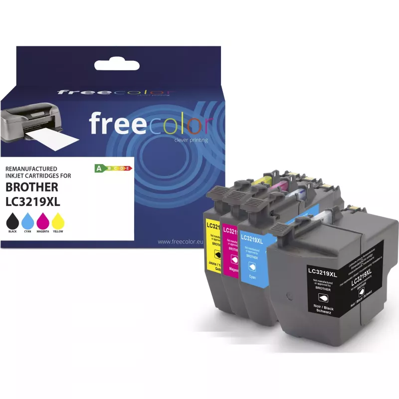 Freecolor Tinteiro Remanufaturado Multipack Brother LC3219XL Preto/Ciano/Magenta/Amarelo
