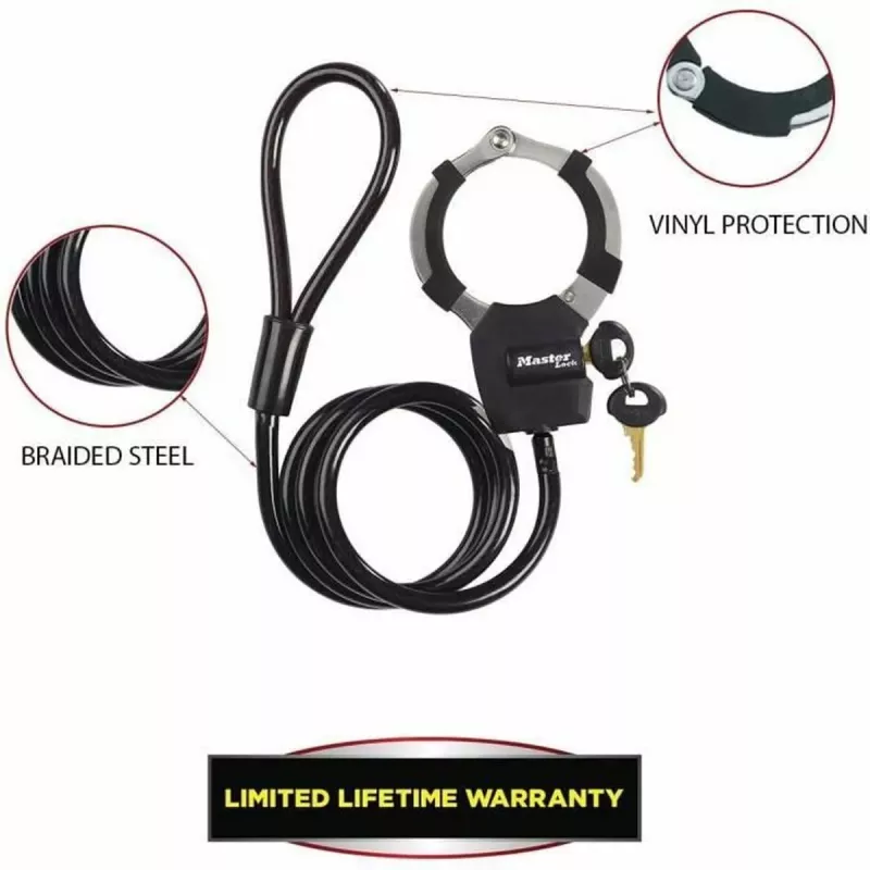 Cadeado de cabo Master Lock Street Cuff com chave - preto - 1000 mm - 8 mm