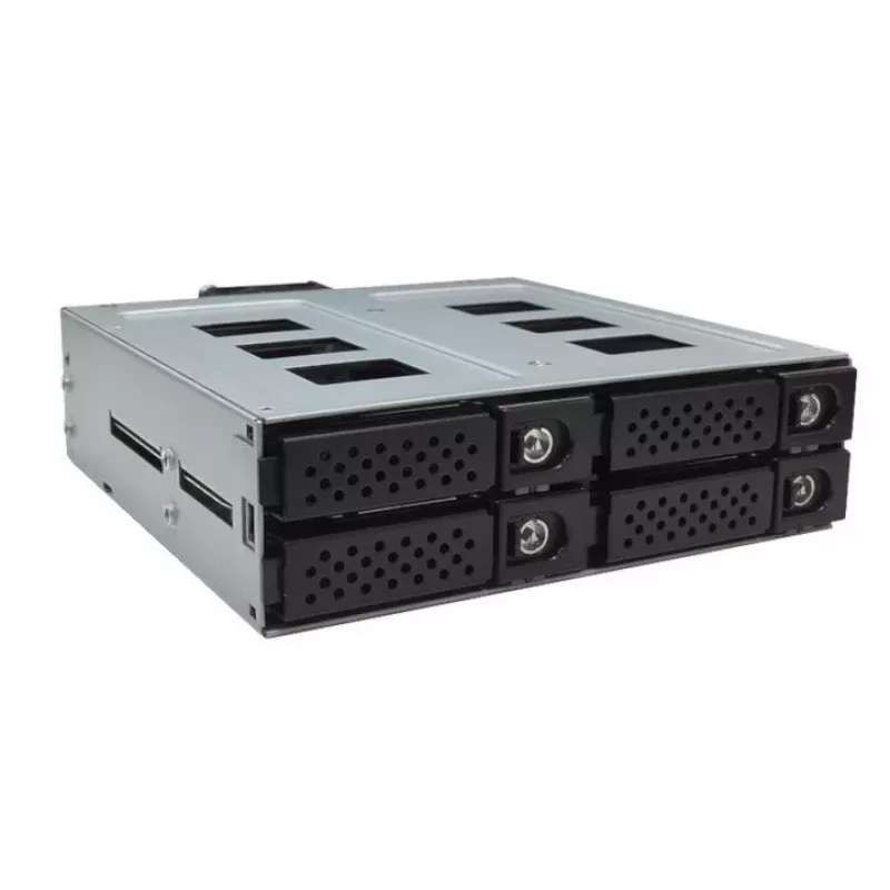 Jou Jye JJ-N-49SS-T 12G Gaveta hot-swap SATA/SAS de 4 baías de 2,5 polegadas para compartimento de 5,25 polegadas - Preto