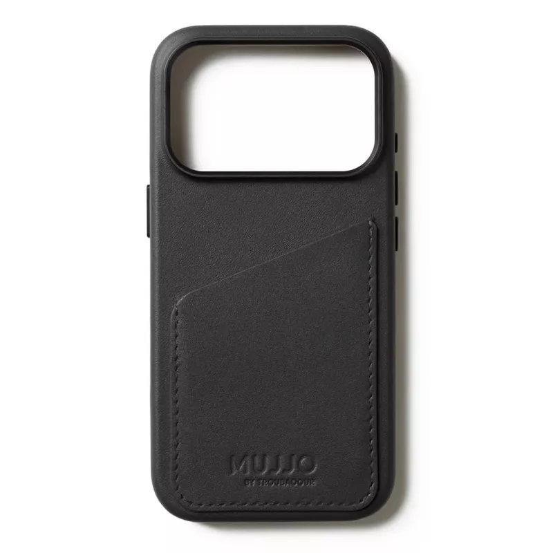 Capa de pele com carteira Mujjo para iPhone 17 Pro com MagSafe (Preto)