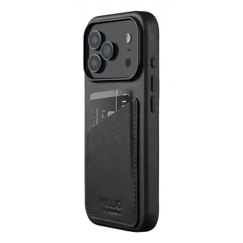 Capa de pele com carteira Mujjo para iPhone 17 Pro com MagSafe (Preto)