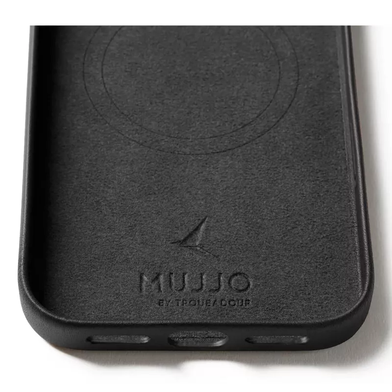 Capa de pele com carteira Mujjo para iPhone 17 Pro Max com MagSafe (Preto)
