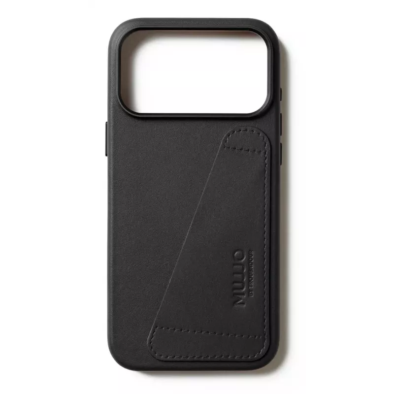 Capa de pele com carteira Mujjo para iPhone 17 Pro Max com MagSafe (Preto)