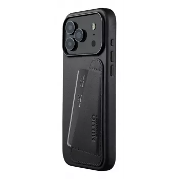 Capa de pele com carteira Mujjo para iPhone 17 Pro Max com MagSafe (Preto)