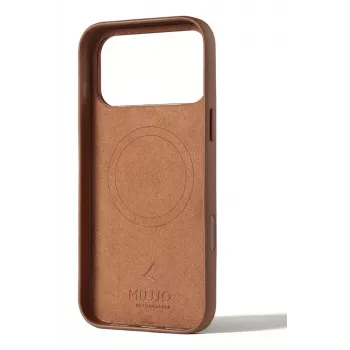 Capa de pele com carteira Mujjo para iPhone 17 Pro Max, compatível com MagSafe, Tan