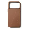 Capa de pele com carteira Mujjo para iPhone 17 Pro Max, compatível com MagSafe, Tan