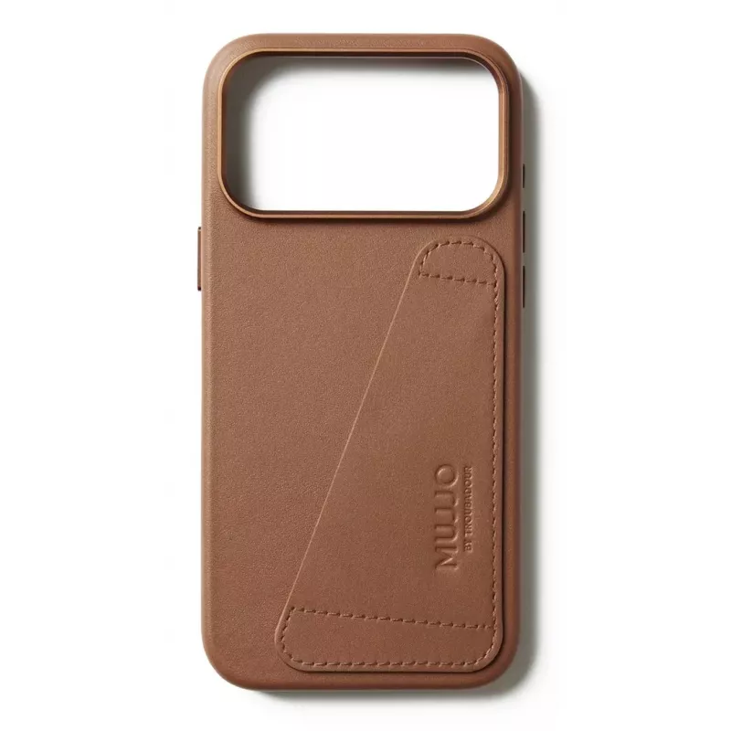 Capa de pele com carteira Mujjo para iPhone 17 Pro Max, compatível com MagSafe, Tan