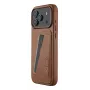 Capa de pele com carteira Mujjo para iPhone 17 Pro Max, compatível com MagSafe, Tan