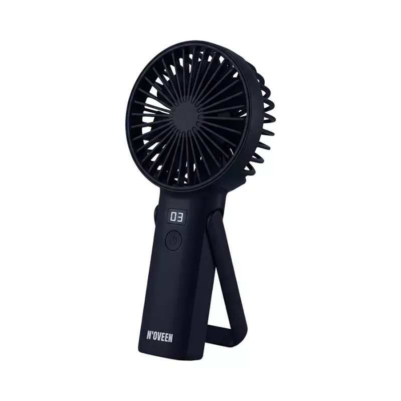 N'OVEEN F120 ventoinha portátil de mão e de secretária com bateria, USB, 1200 mAh, 3 velocidades, branco